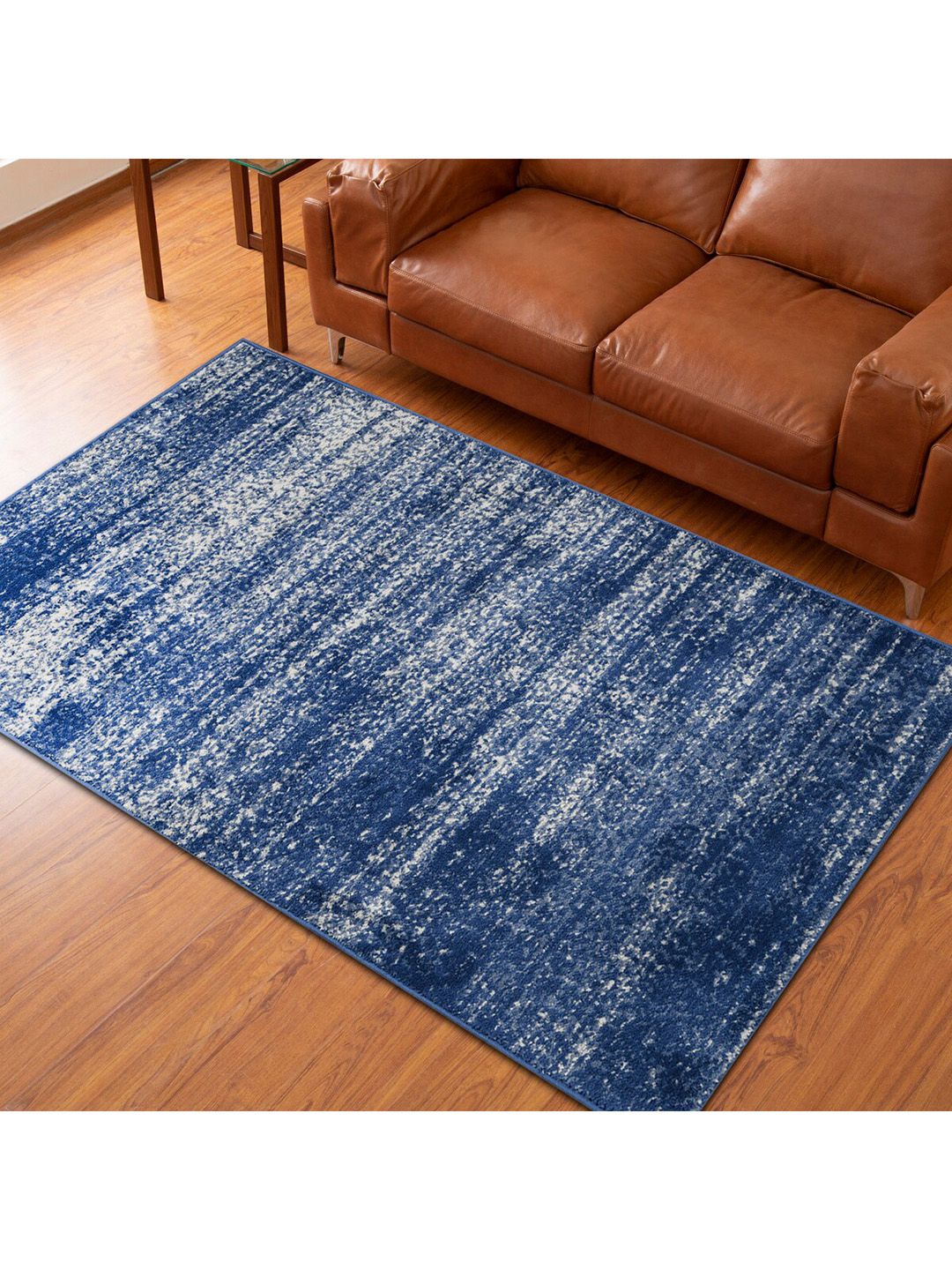 Home Centre Savanna Blue Melange Textured Polyester Carpet Price in India
