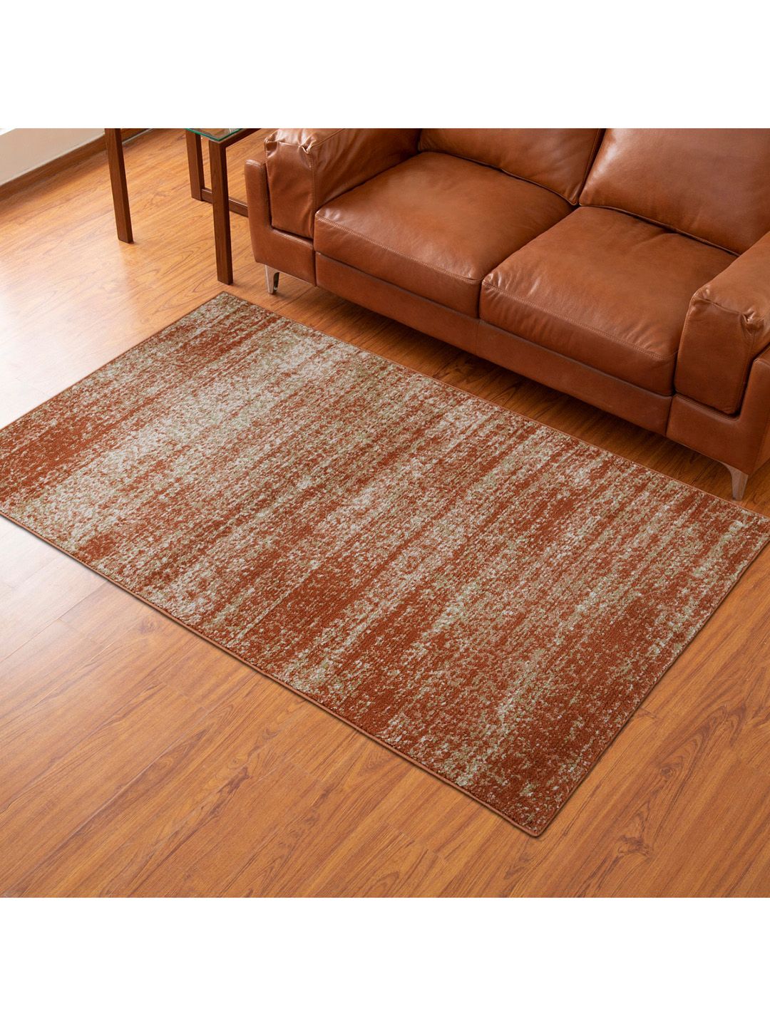 Home Centre Brown Textured Polyester Woven Carpet Price in India