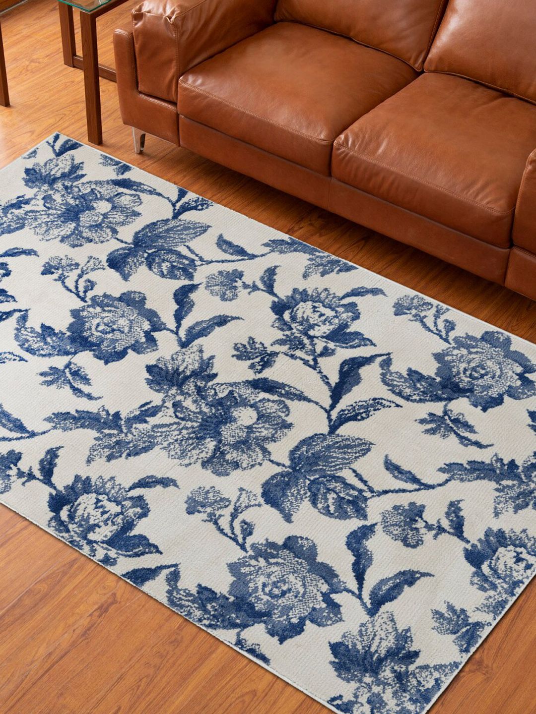 Home Centre Blue Textured Woven Polyester Carpet - 150x210cm Price in India