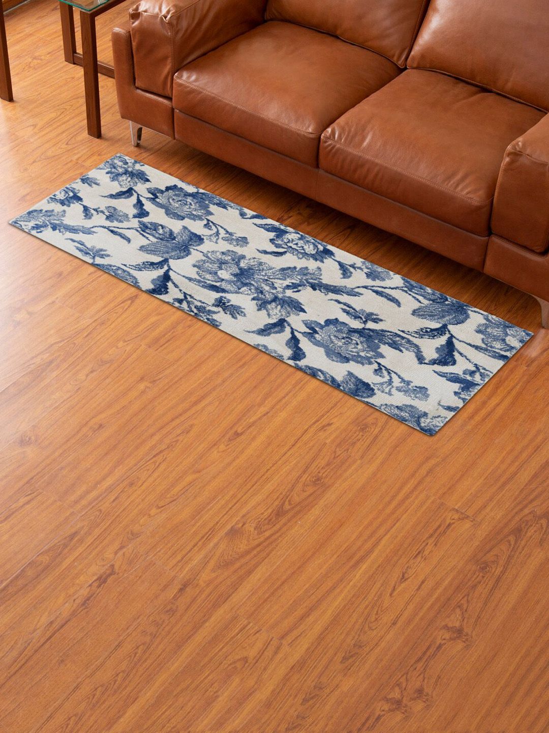 Home Centre Savanna Blue Floral Printed Area Carpet - 50x150cm Price in India