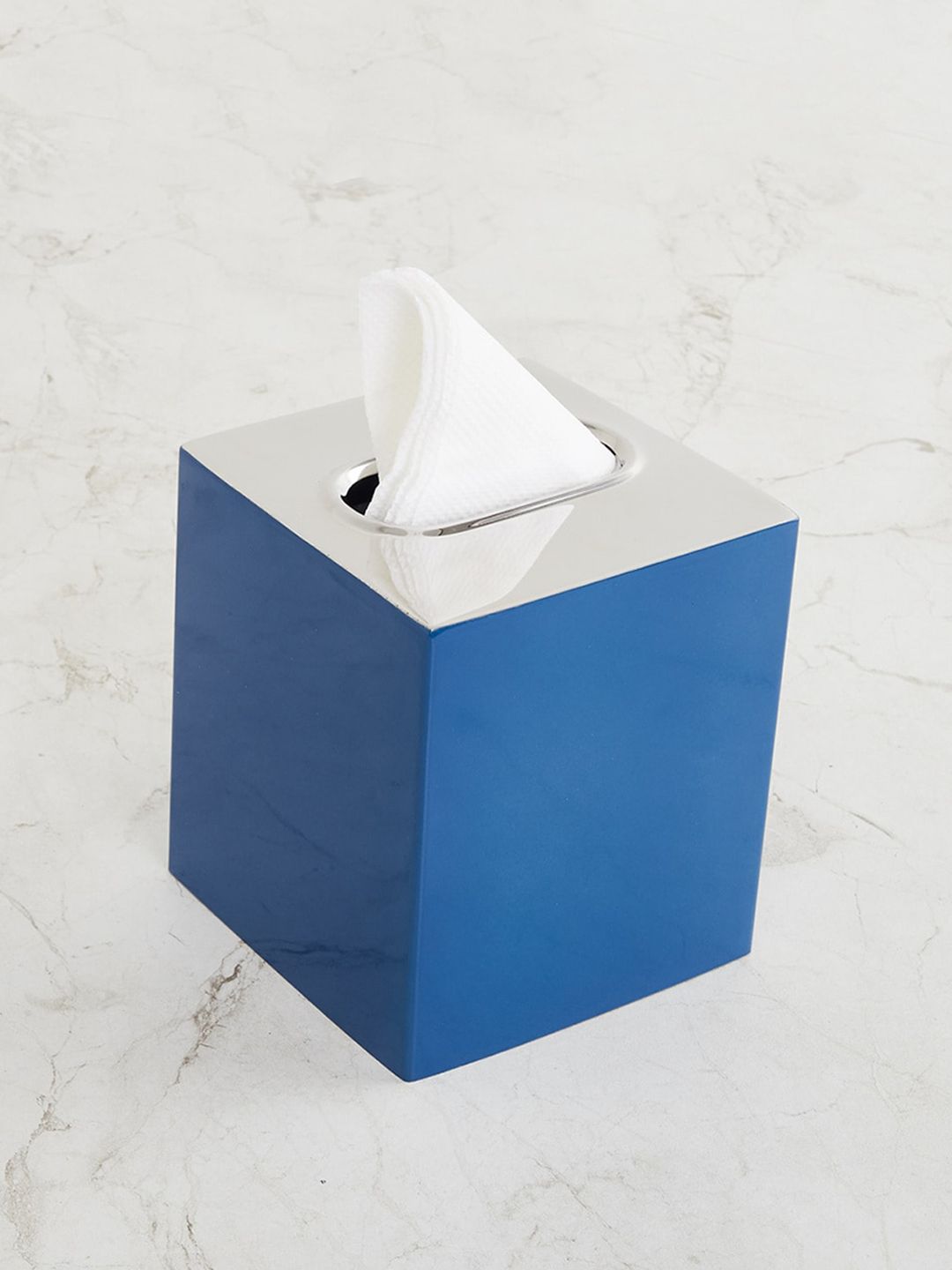 Home Centre Blue Solid Metal Tissue Cover Price in India