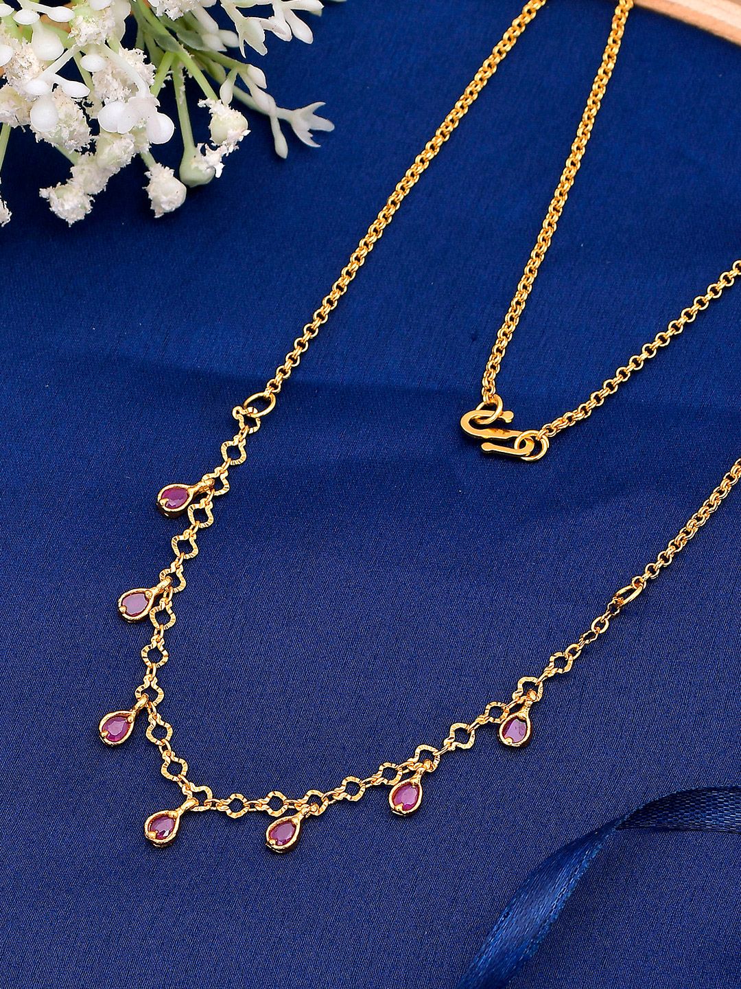 Shoshaa Women Pink & Gold-Toned & Plated Handcrafted Minimal Chain Price in India