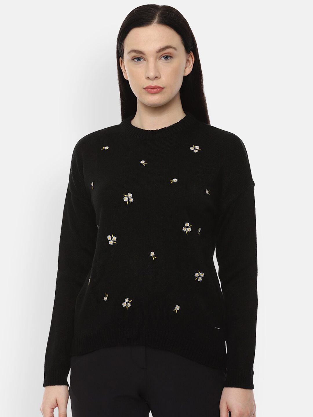 Van Heusen Woman Women Black & White Embroidered Pullover