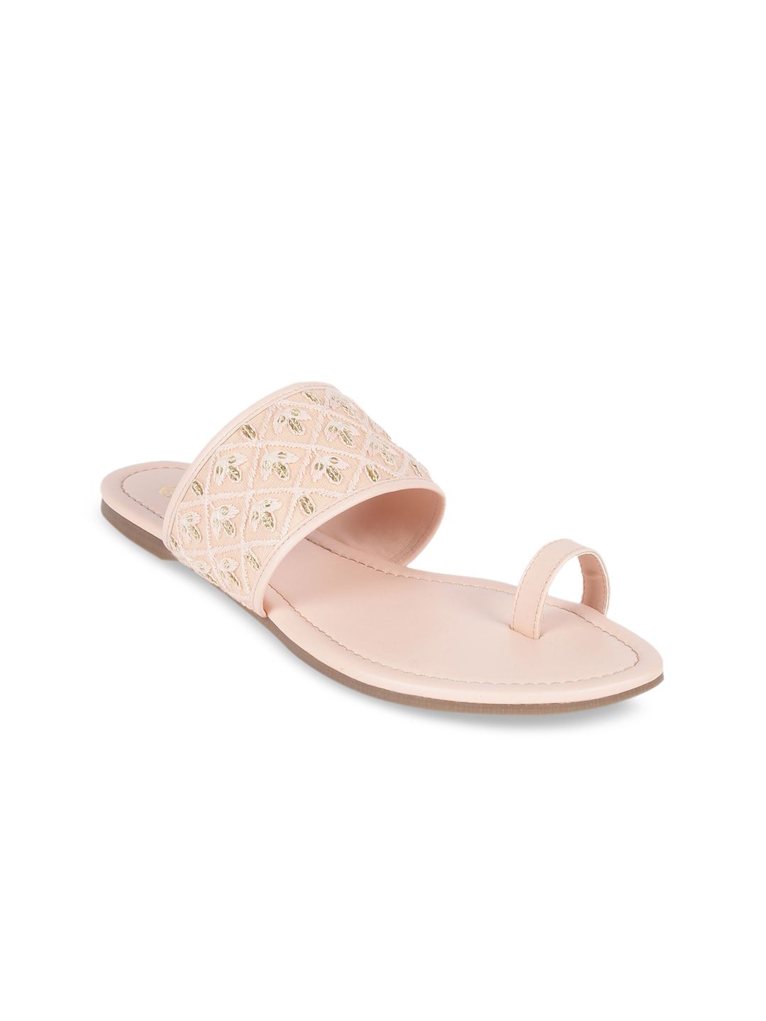 Vishudh Women Pink Textured One Toe Flats Price in India