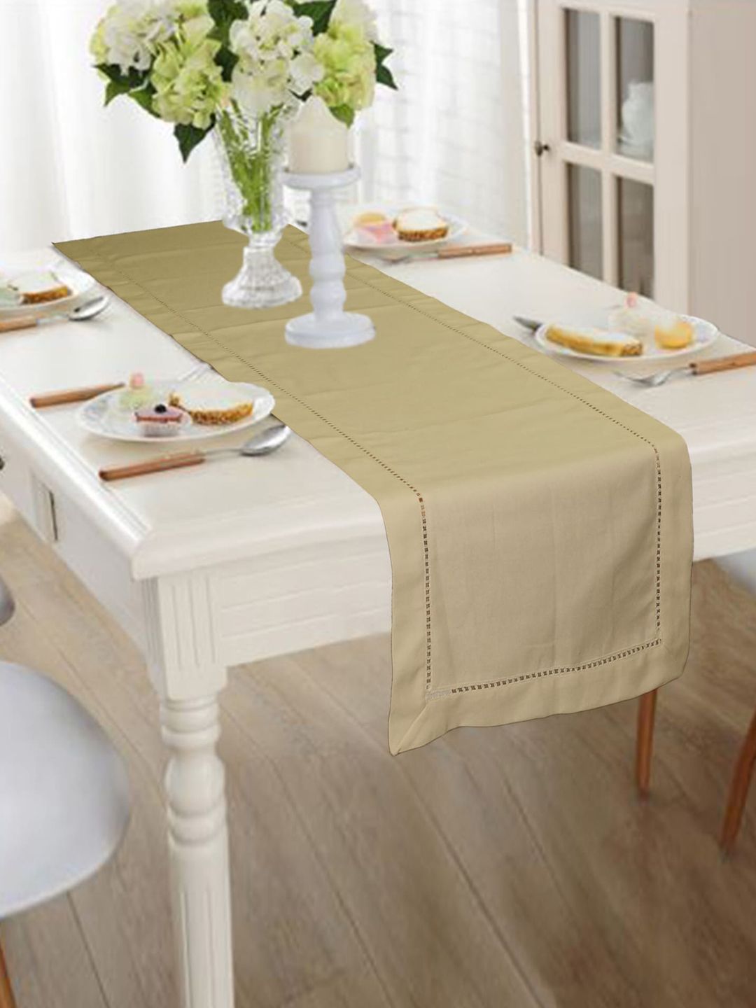 Lushomes Beige Solid Classic Cotton Runner Price in India