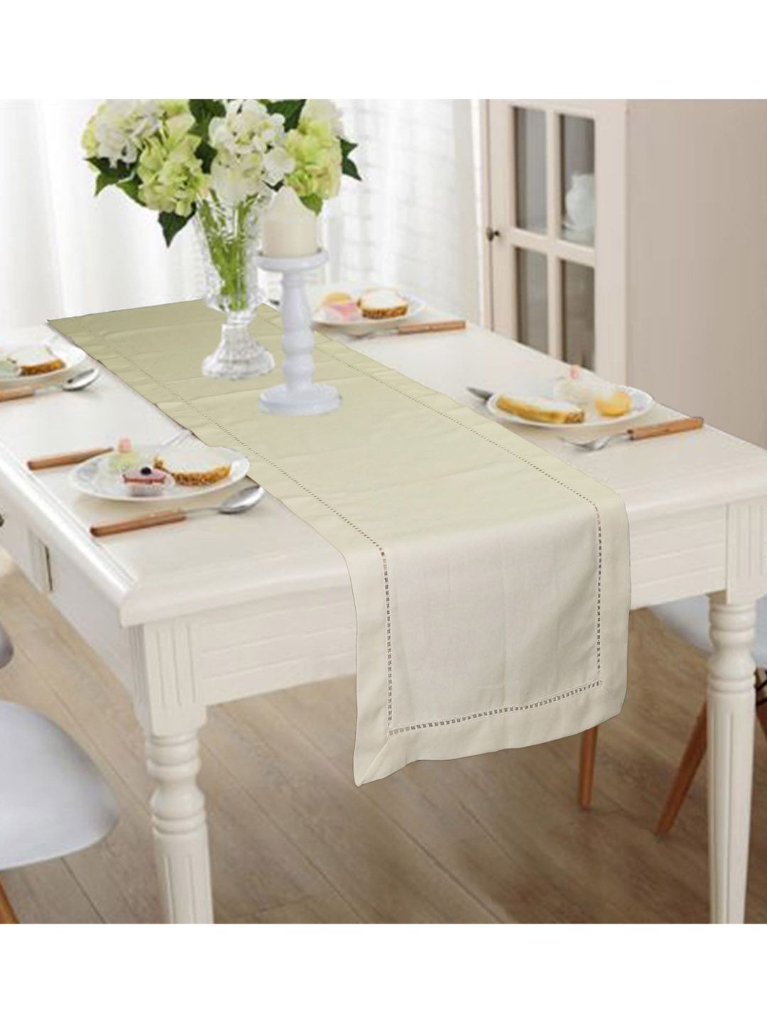 Lushomes Beige Solid Cotton Table Runner Price in India