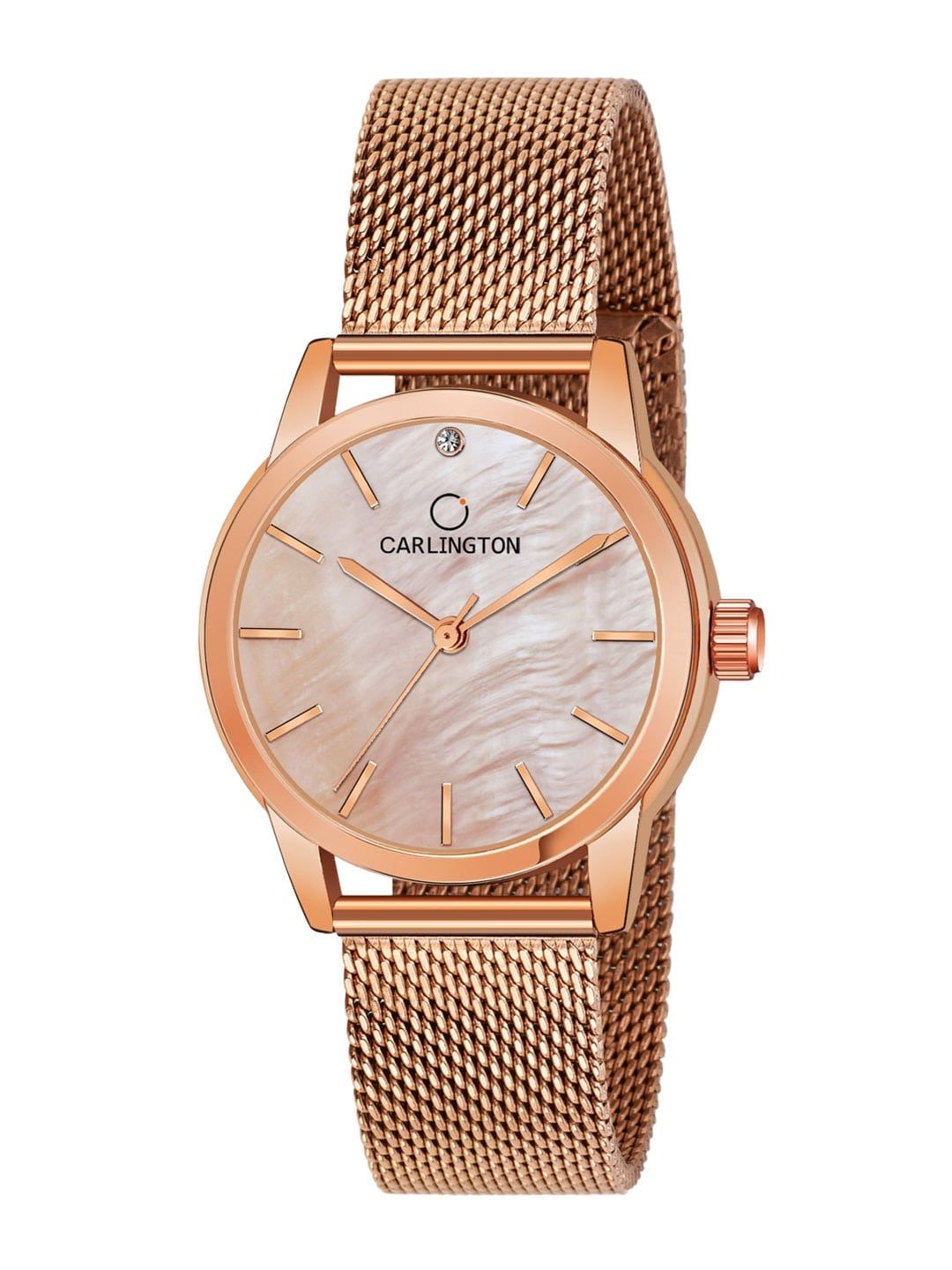 CARLINGTON Women Rose Gold-Toned Dial Stainless Steel Bracelet Analogue Watch CT2010 Price in India