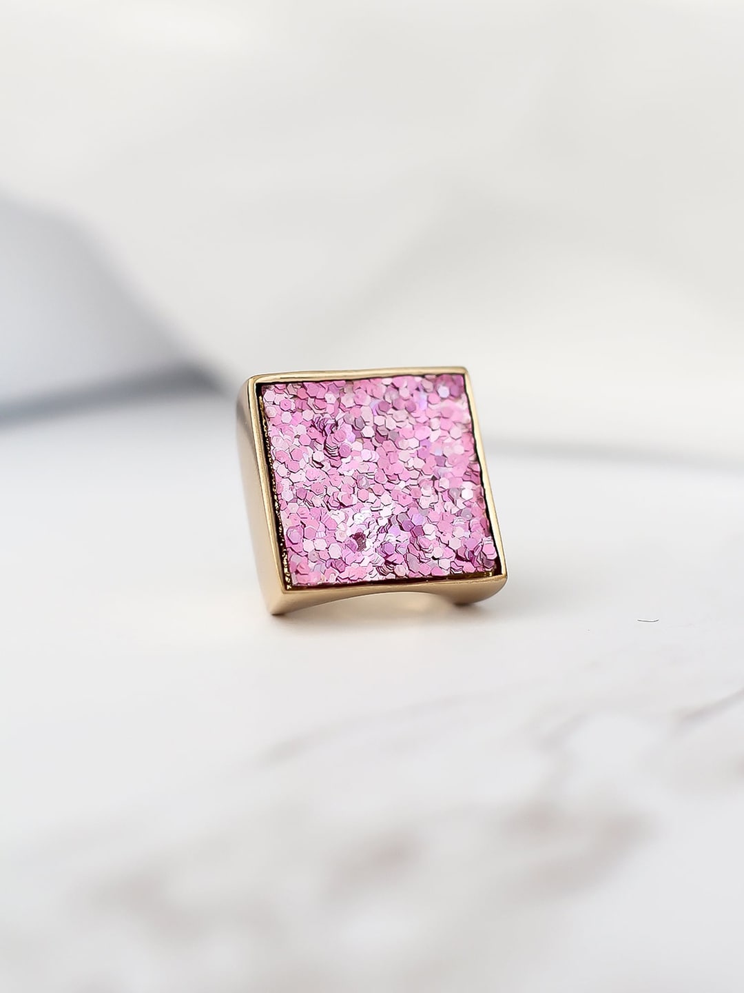Bellofox Gold-Toned & Pink Statement Finger Ring Price in India
