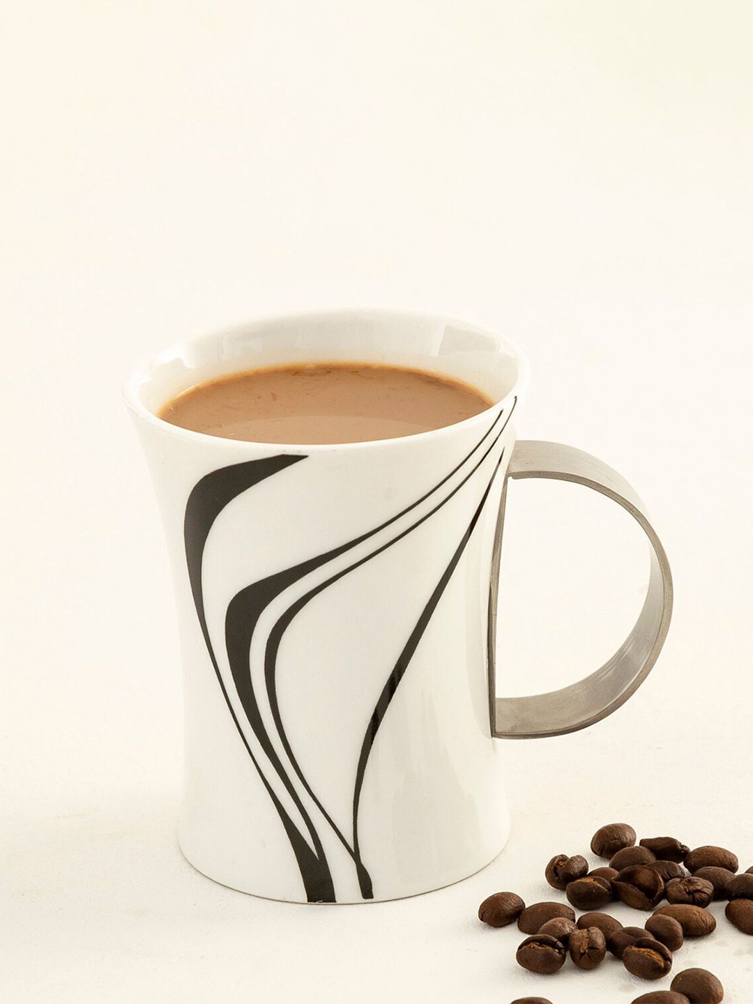 Home Centre White & Black Printed Ceramic Glossy Ceramic Cups Price in India