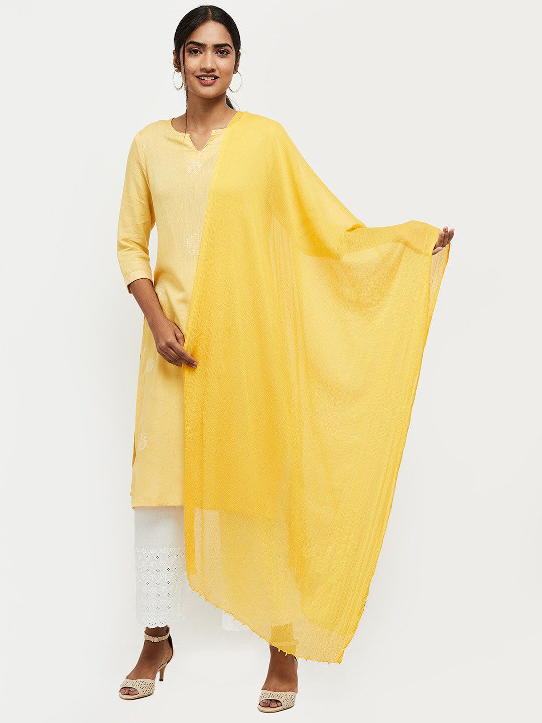 max Yellow Viscose Rayon Dupatta Price in India