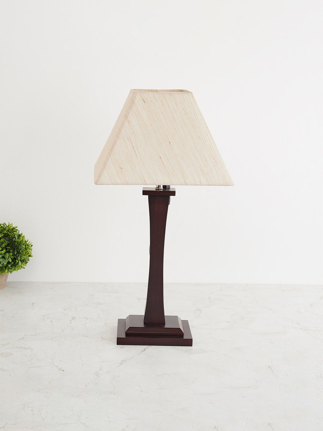Home Centre Brown Contemporary Wooden Electric Table Lamp Without Bulb Price in India