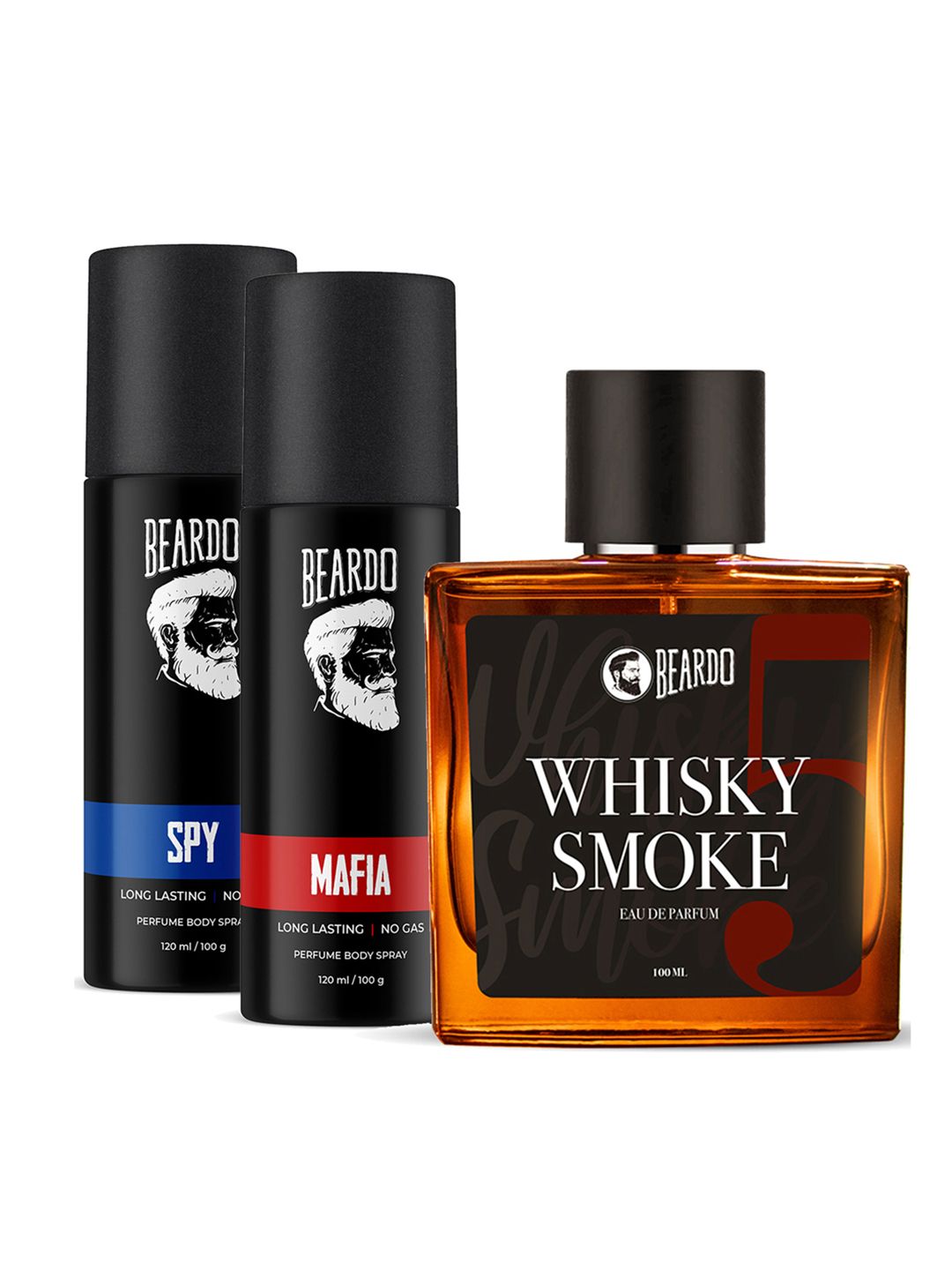 BEARDO Men Set of Whisky Smoke EDP with Mafia & Spy Perfume Body Sprays Price in India