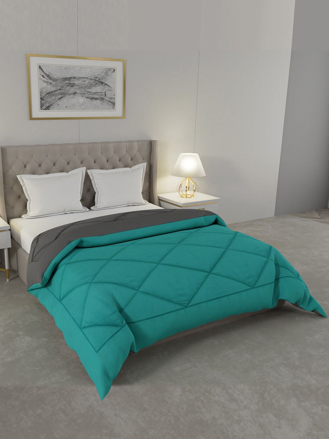 Livpure Smart Teal & Grey AC Room Single Bed Comforter Price in India