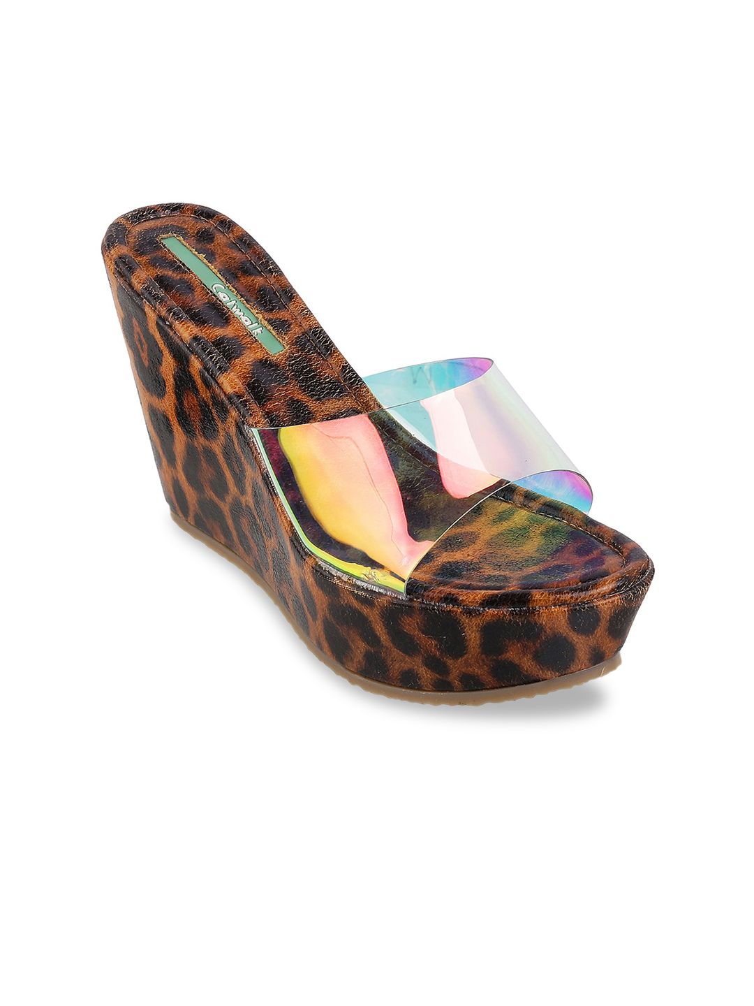 Catwalk Catwalk Woman Brown Printed Animal Print Wedge Sandals