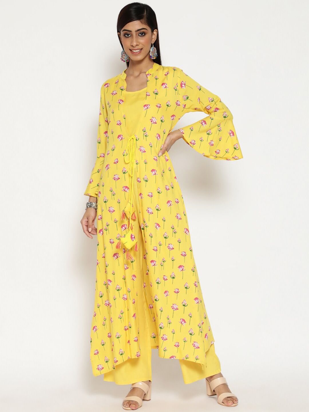 Luni Women Yellow & Pink Top with Palazzos