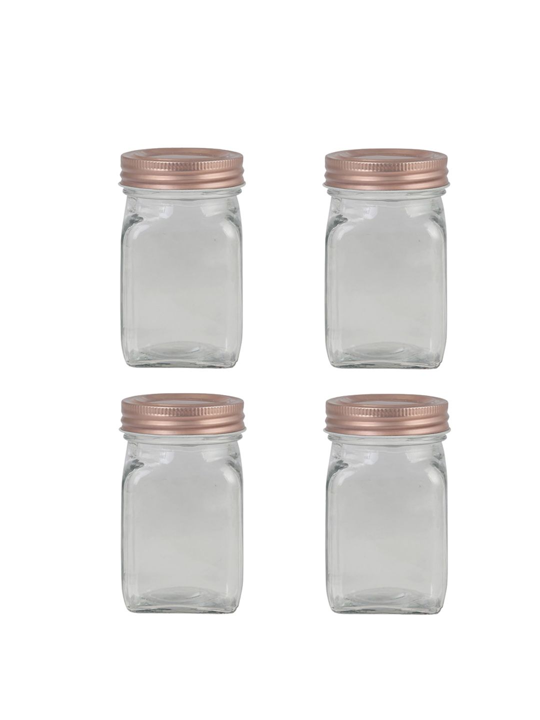 Home Centre Set Of 4 Transparent Solid Glass Jar With Lid Price in India