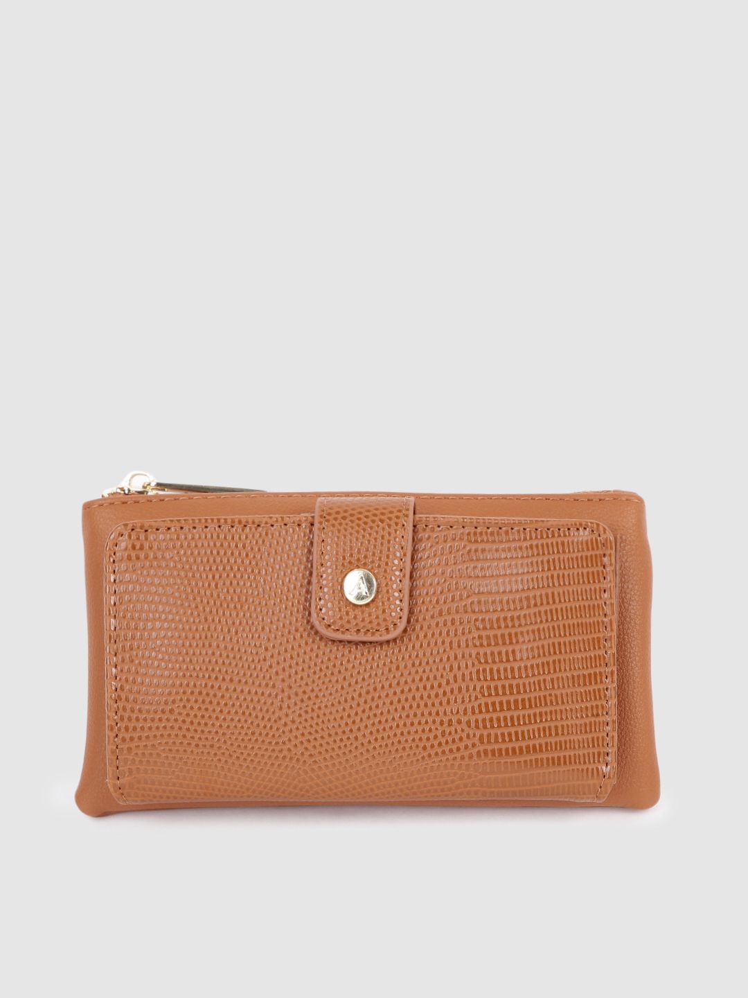 Accessorize Women Tan Brown Reptile Textured Two Fold Wallet Price in India