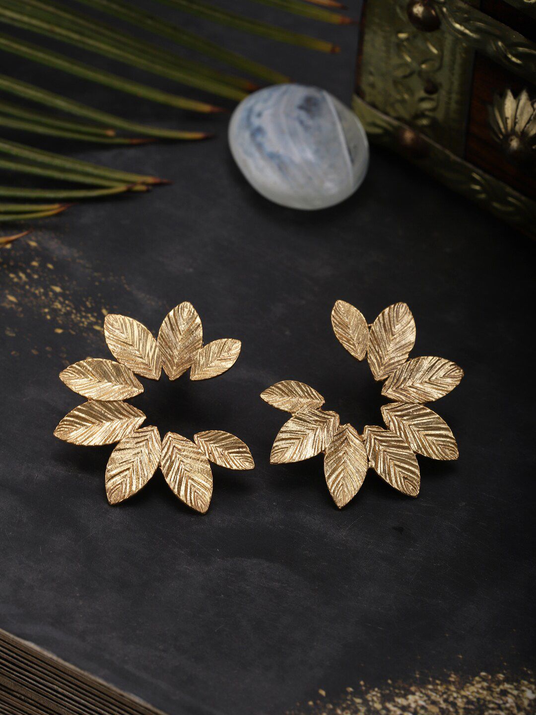 Berserk Gold-Plated Floral Drop Earrings Price in India
