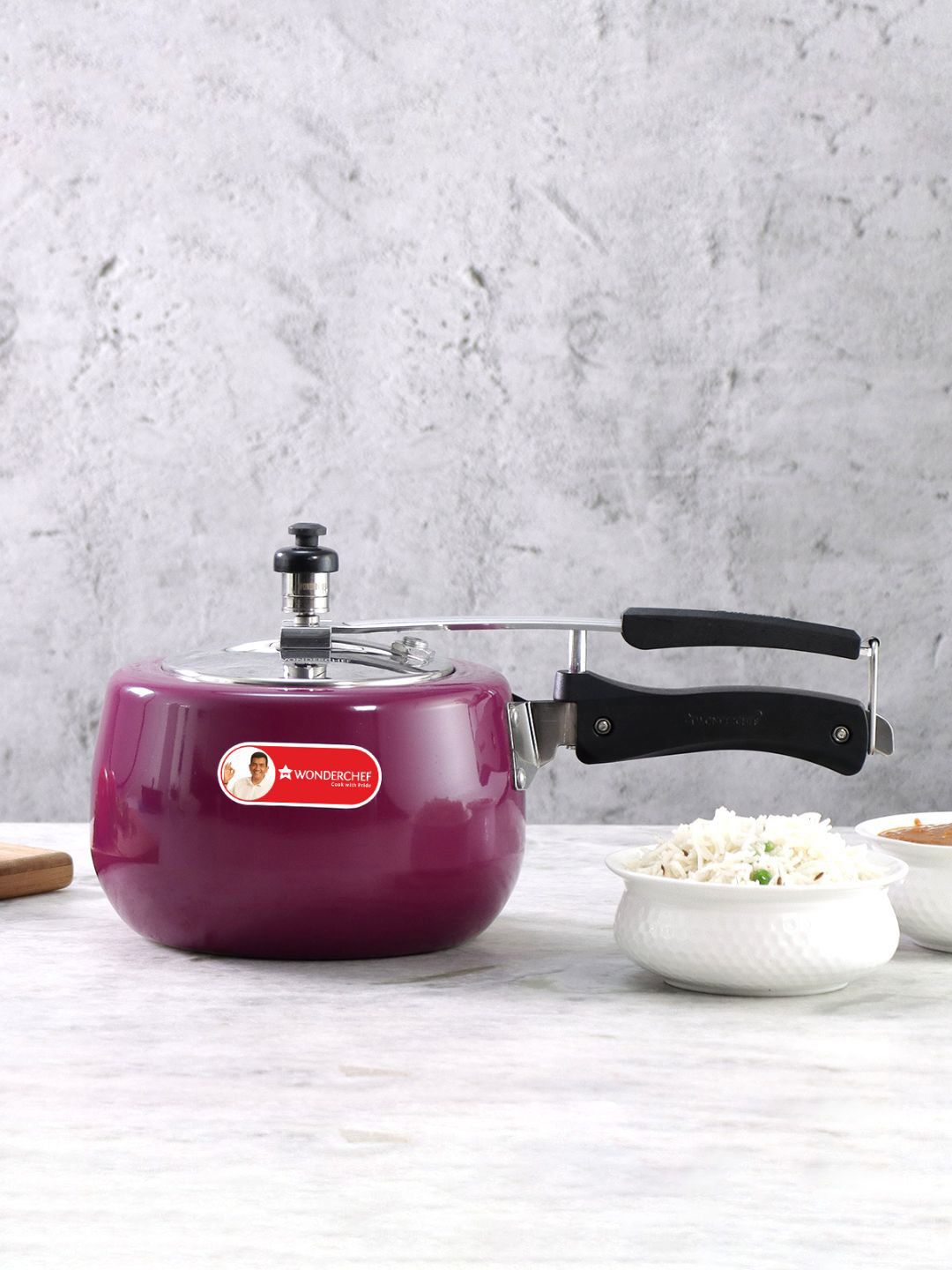 Wonderchef Purple & Silver-Toned Solid Pressure Cooker Price in India
