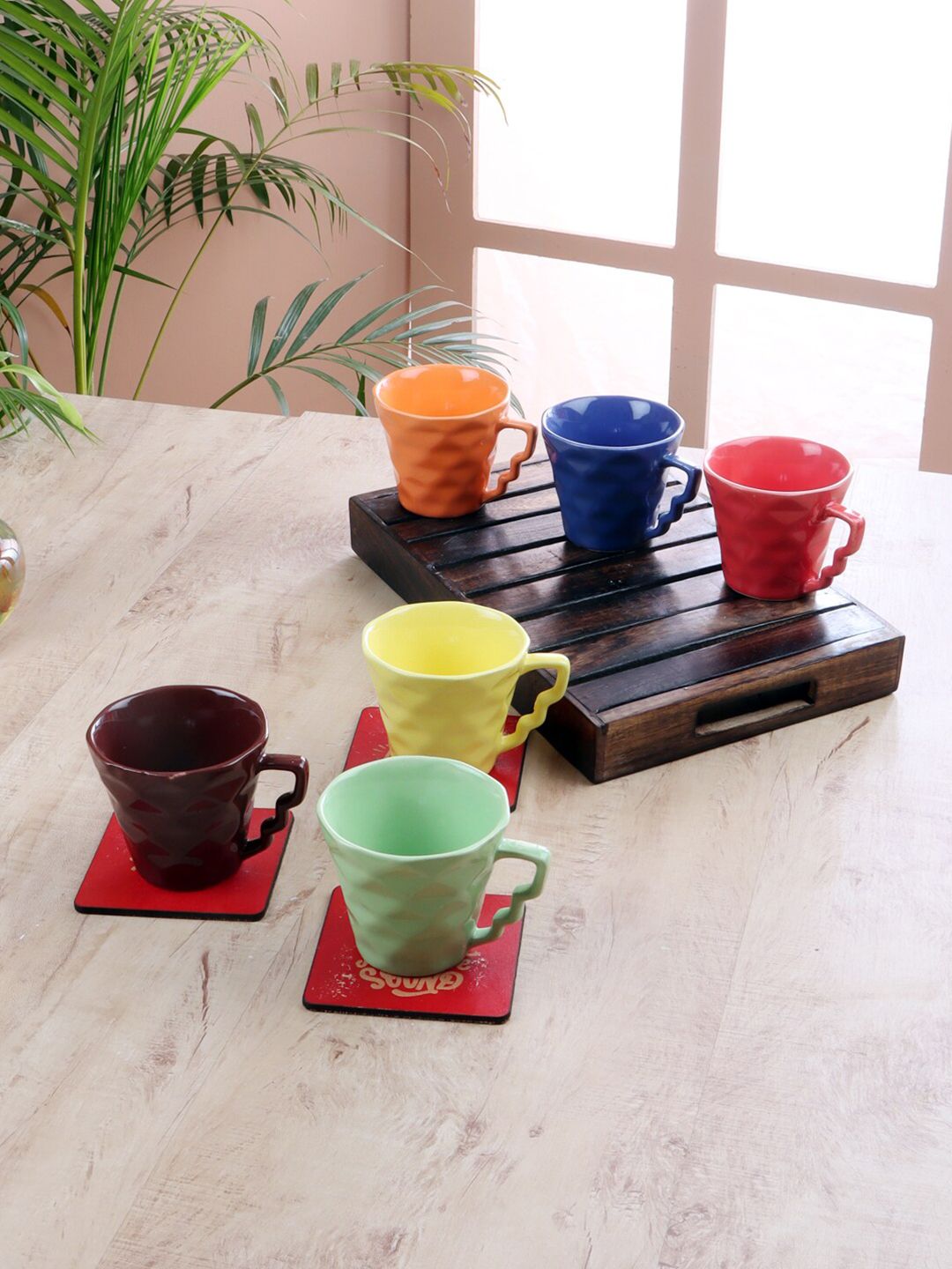 CDI Green & Blue 6 Solid Ceramic Glossy Cups Price in India