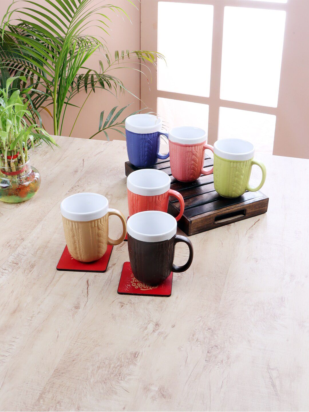 CDI Set Of 6 Textured Ceramic Cups Price in India