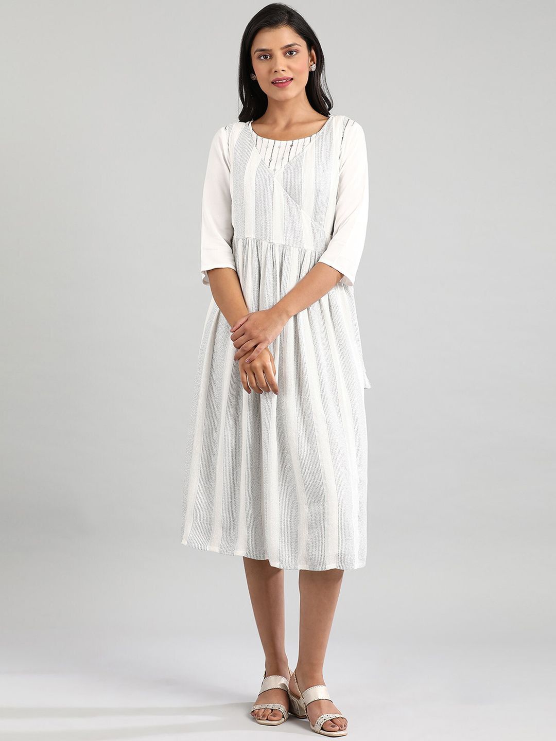 AURELIA White A-Line Midi Dress Price in India