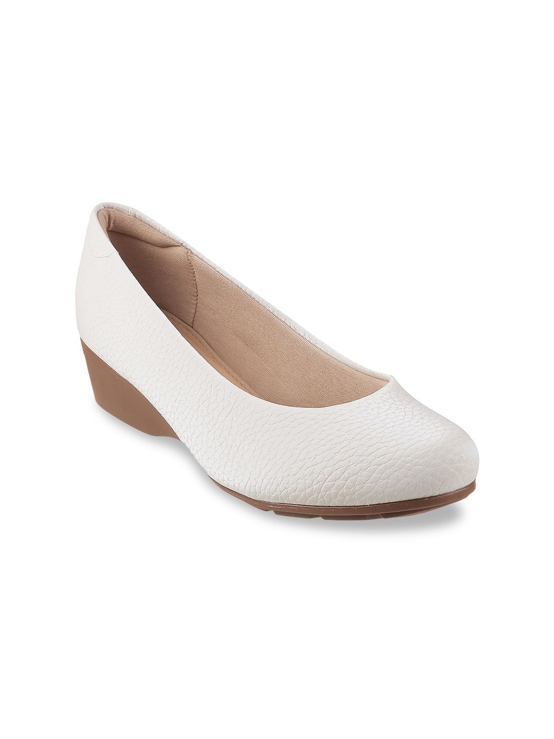 DAVINCHI Woman White Textured Wedge Pumps Price in India