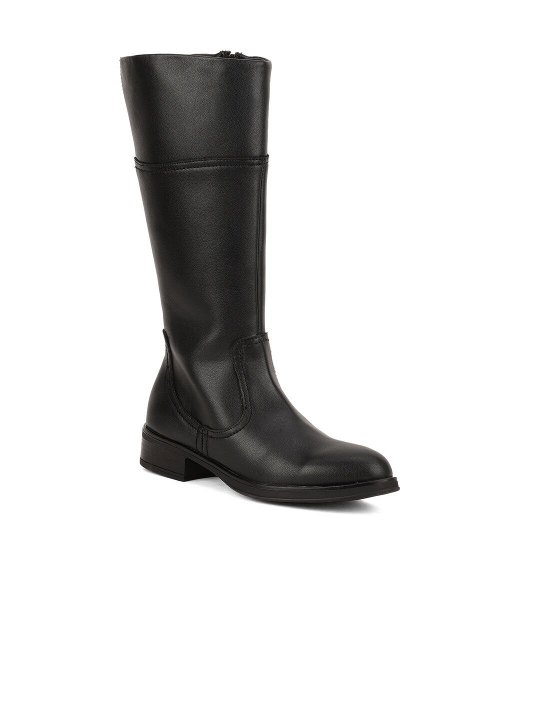 Bruno Manetti Women Black Leather Flat Boots Price in India