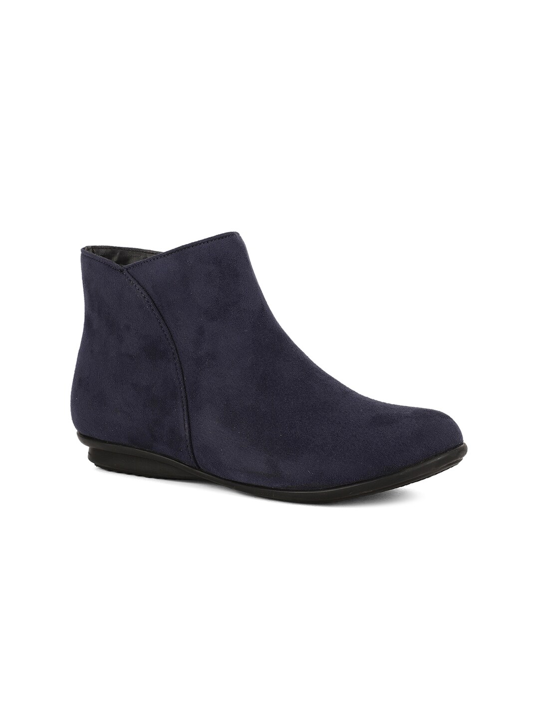 Bruno Manetti Women Navy Blue Leather Flat Boots Price in India