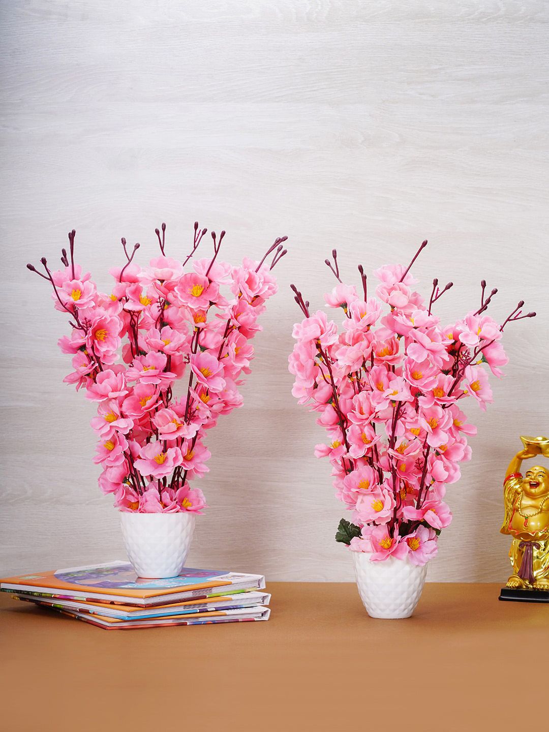 Dekorly Set Of 2 Pink Artificial Flower Blossom Stick Price in India