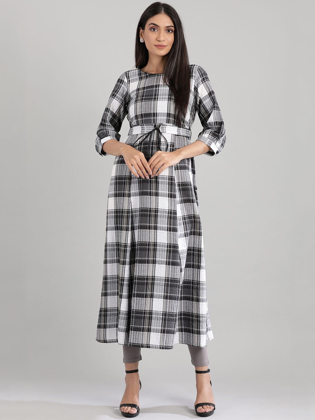 AURELIA Black Checked Empire Midi Dress Price in India