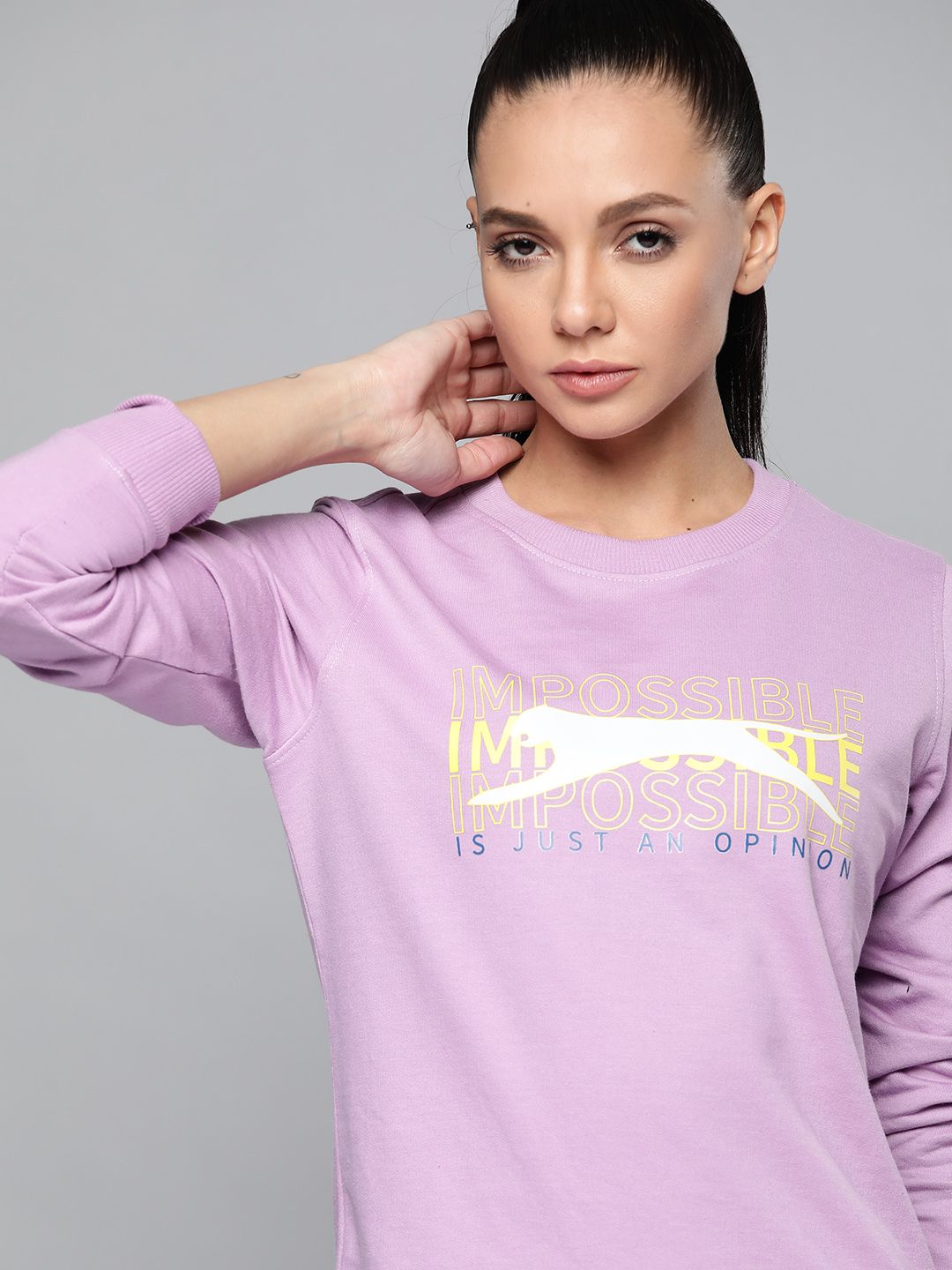 Slazenger Women Lavender & White Printed Sweatshirt Price in India