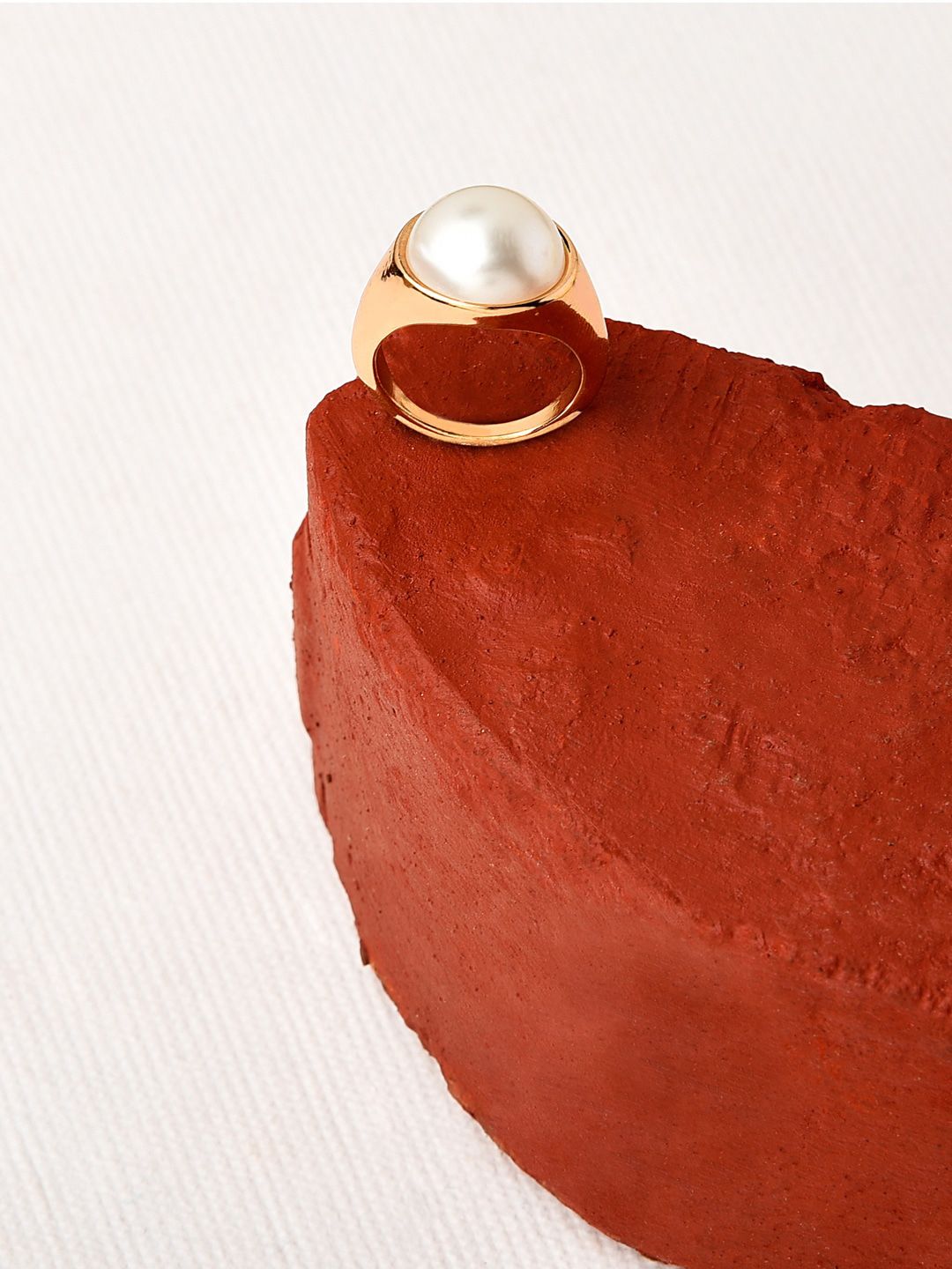 Accessorize Gold-Toned White Pearl Finger Ring Price in India