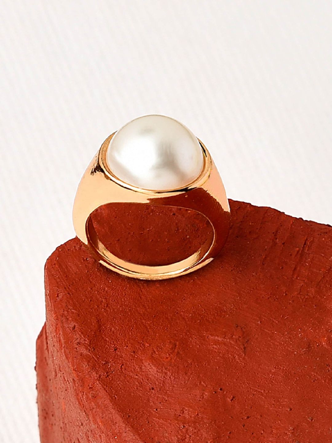 Accessorize Gold-Toned White Faux Pearl-Studded Finger Ring Price in India