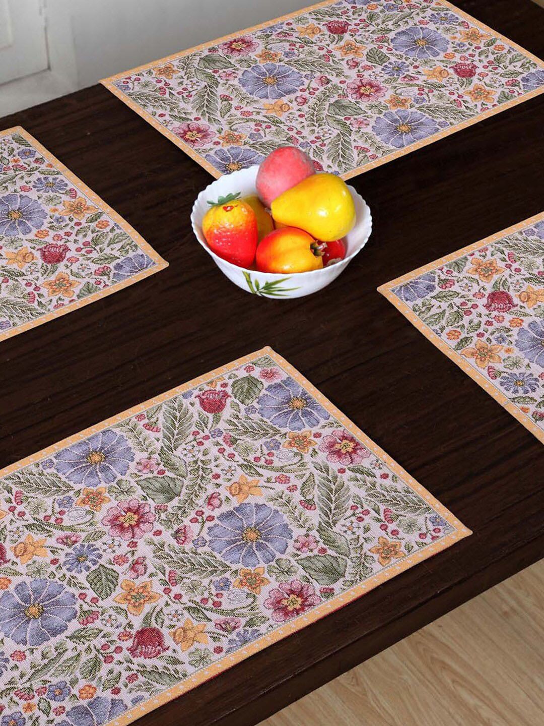 AVI Living Set of 4 Multicoloured Jacquard Woven Polycotton Jeopardy Table Mats Price in India