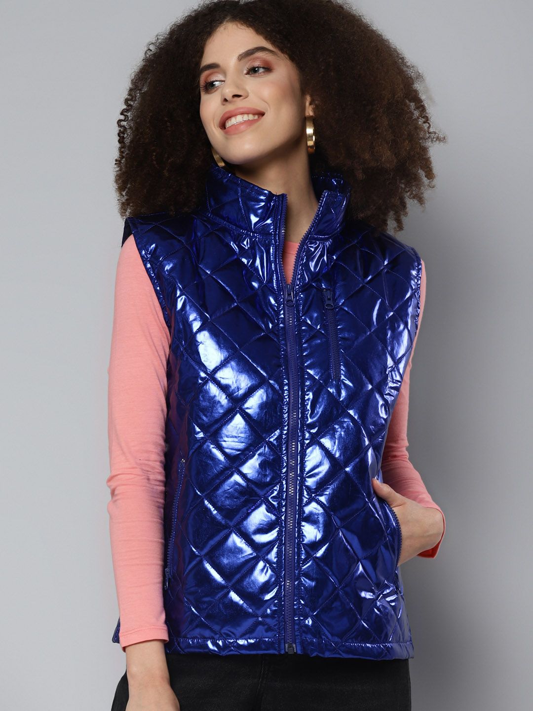 SASSAFRAS Women Blue Quilted Jacket Price in India