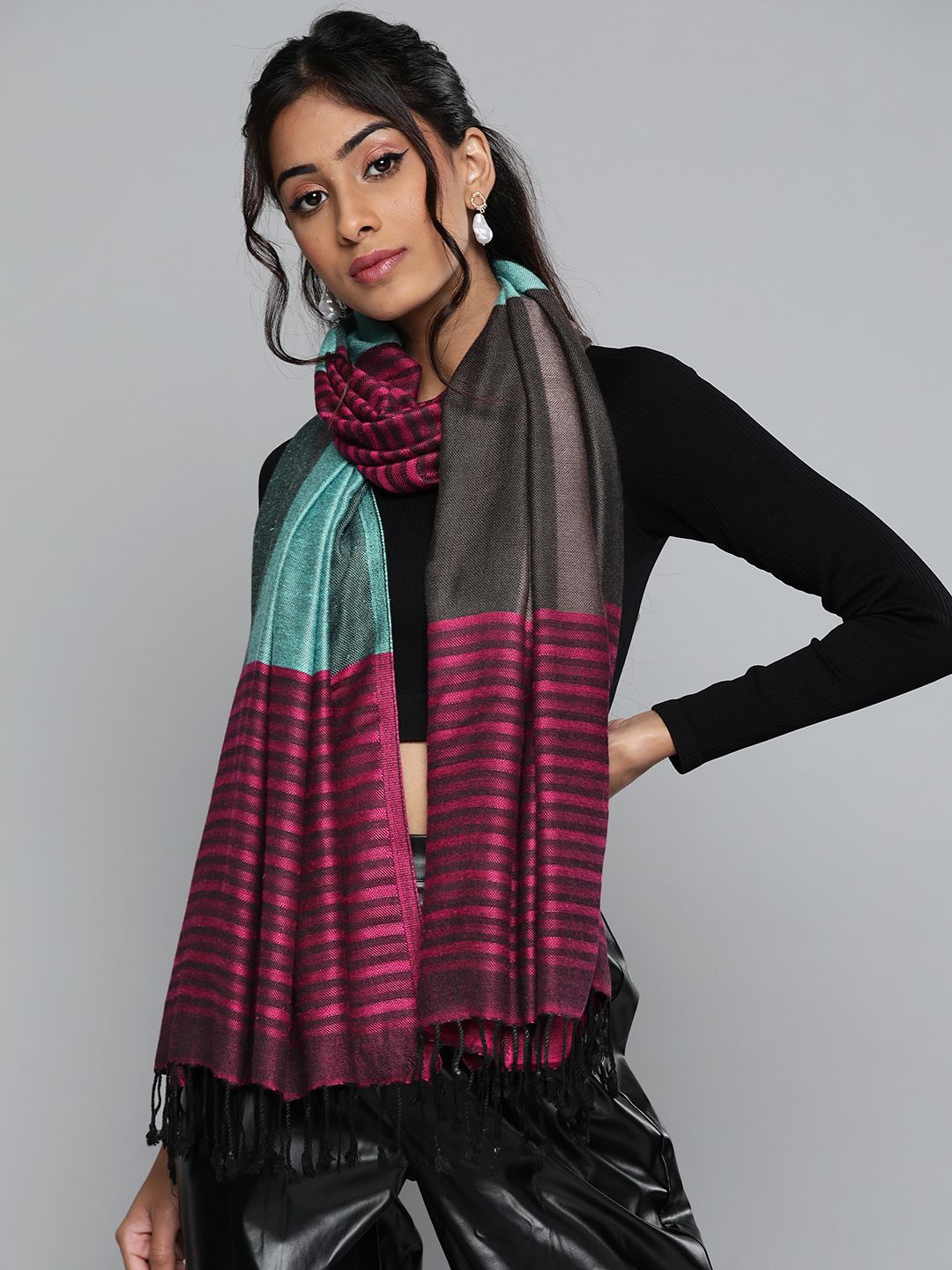 SASSAFRAS Women Multicoloured Printed Stole Price in India