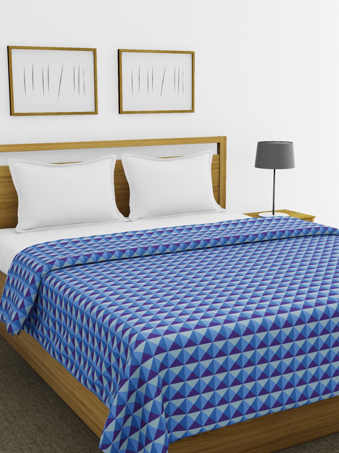 BIANCA Blue & Purple Geometric AC Room 150 GSM Double Bed Comforter Price in India