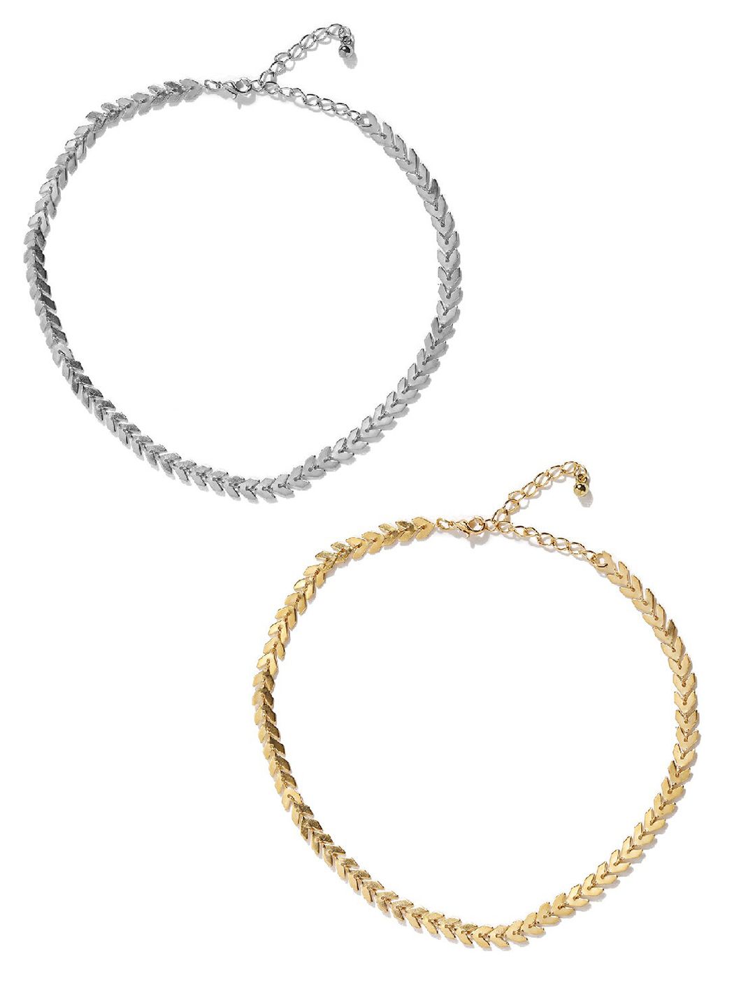 OOMPH Set of 2 Gold-Toned & Silver-Toned Choker Necklace Price in India