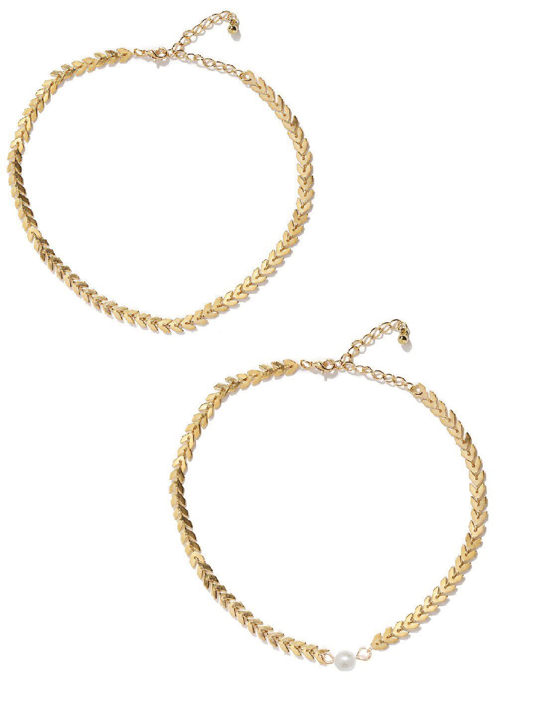 OOMPH Set of 2 Gold-Toned & Navy Blue Choker Necklace Price in India