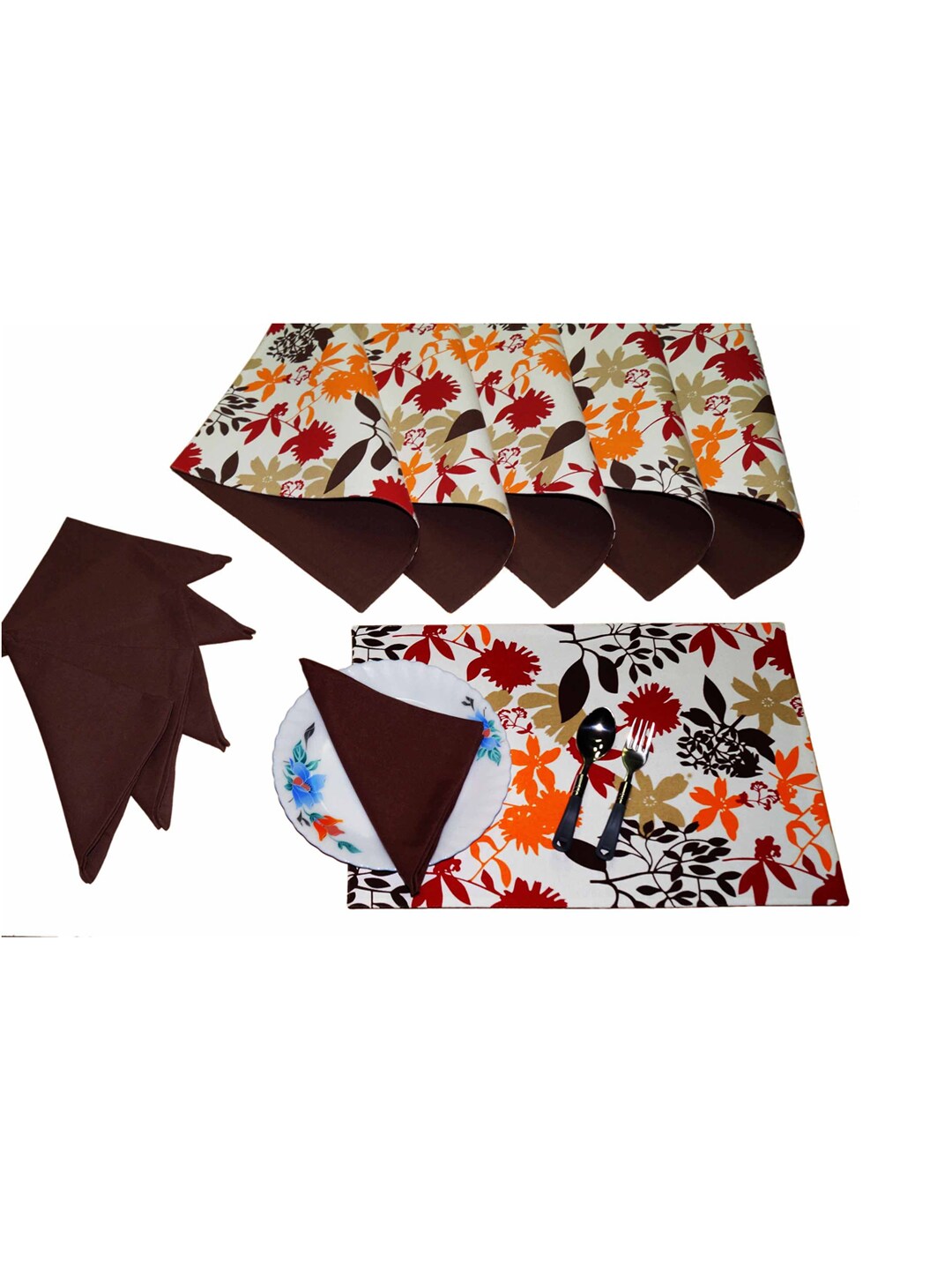 Lushomes Multi 6 Leaf Printed Cotton Reversible Mats Price in India