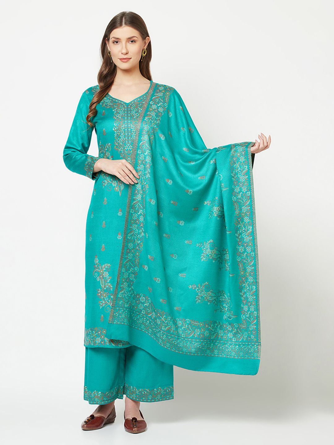 Safaa Green & Mustard Viscose Rayon Unstitched Dress Material Price in India