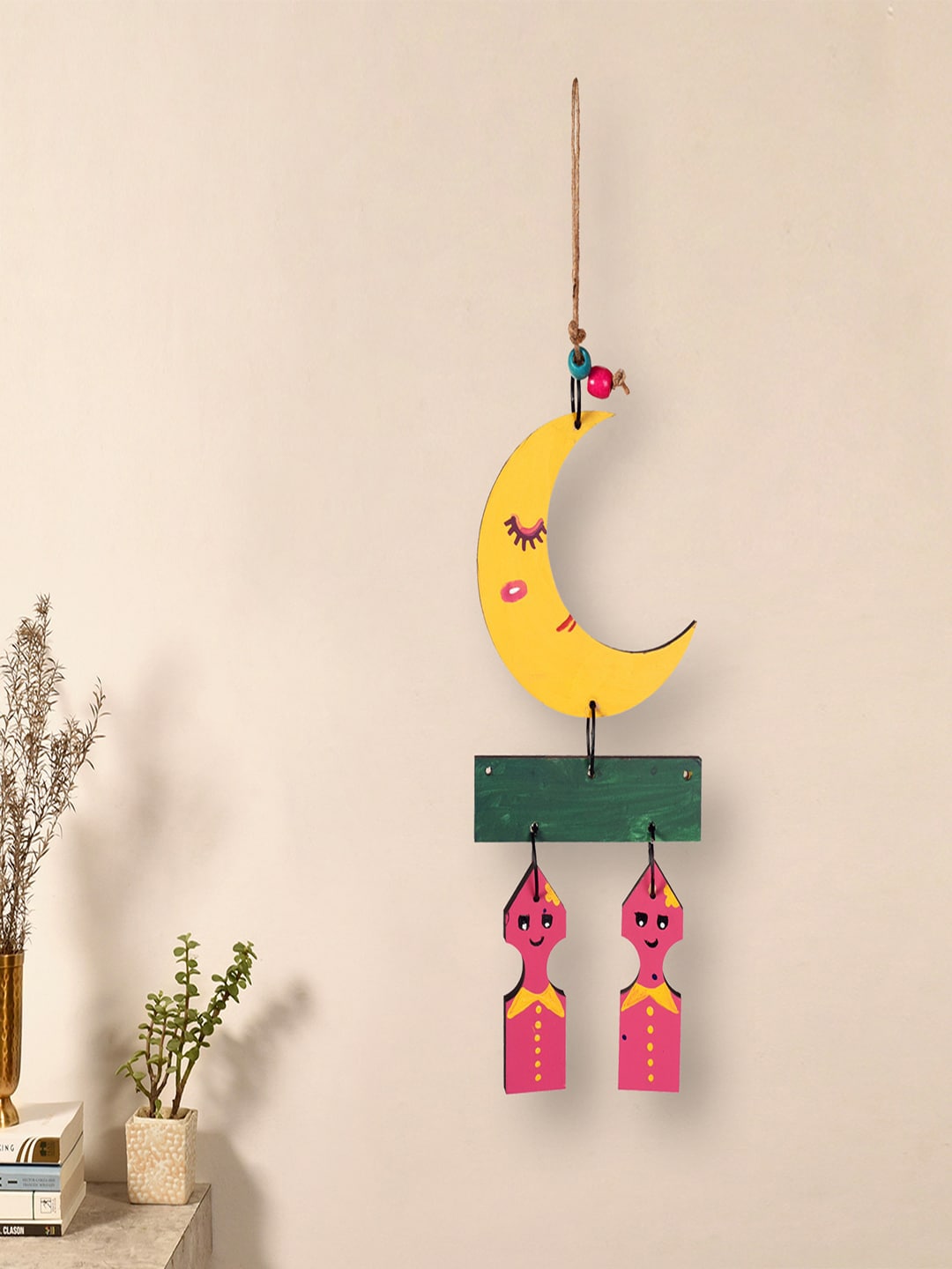 AAKRITI ART CREATIONS Yellow & Green Patterned Windchimes Price in India