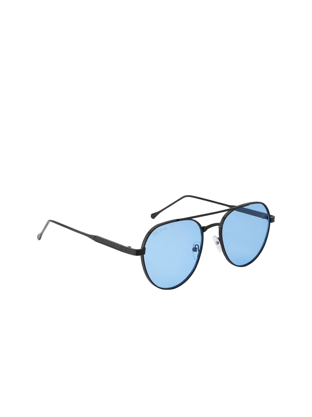 Ted Smith Unisex Blue Lens & Black Aviator Sunglasses with UV Protected Lens BAMB_C5 Price in India