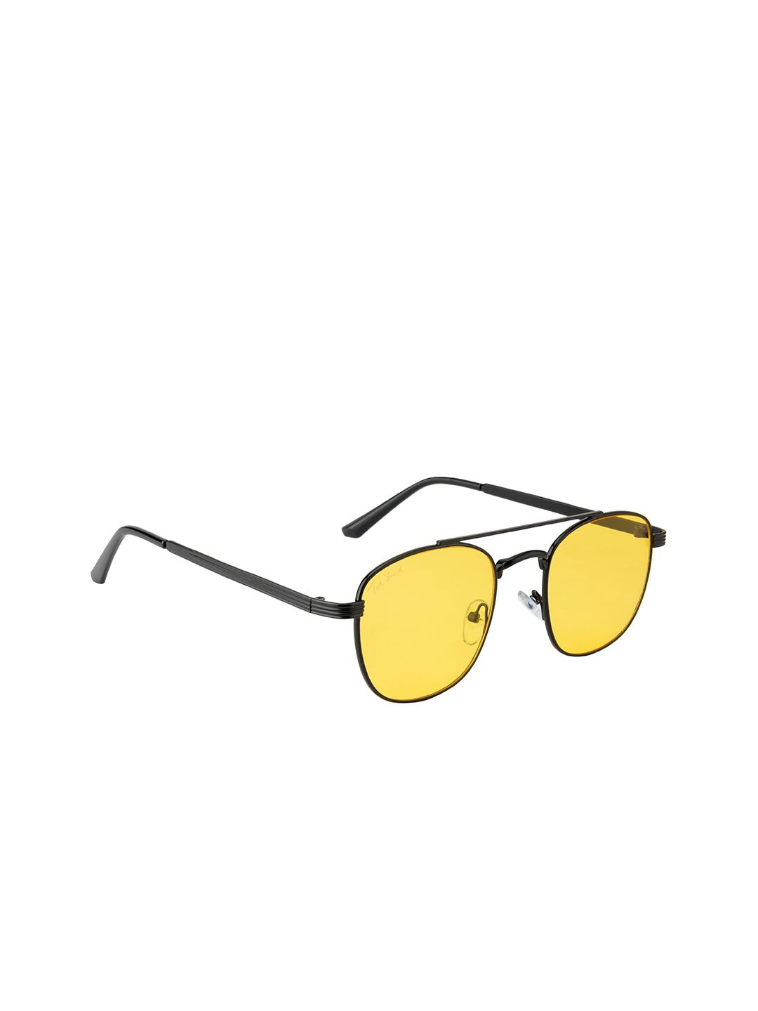 Ted Smith Unisex Yellow Lens & Black Aviator Sunglasses with UV Protected Lens JOHNY_C1 Price in India