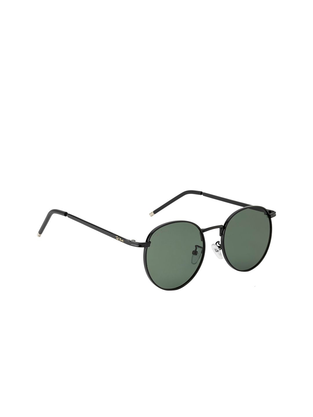 Ted Smith Unisex Green Lens & Black Oval Sunglasses with UV Protected Lens ROWDY_C6 Price in India