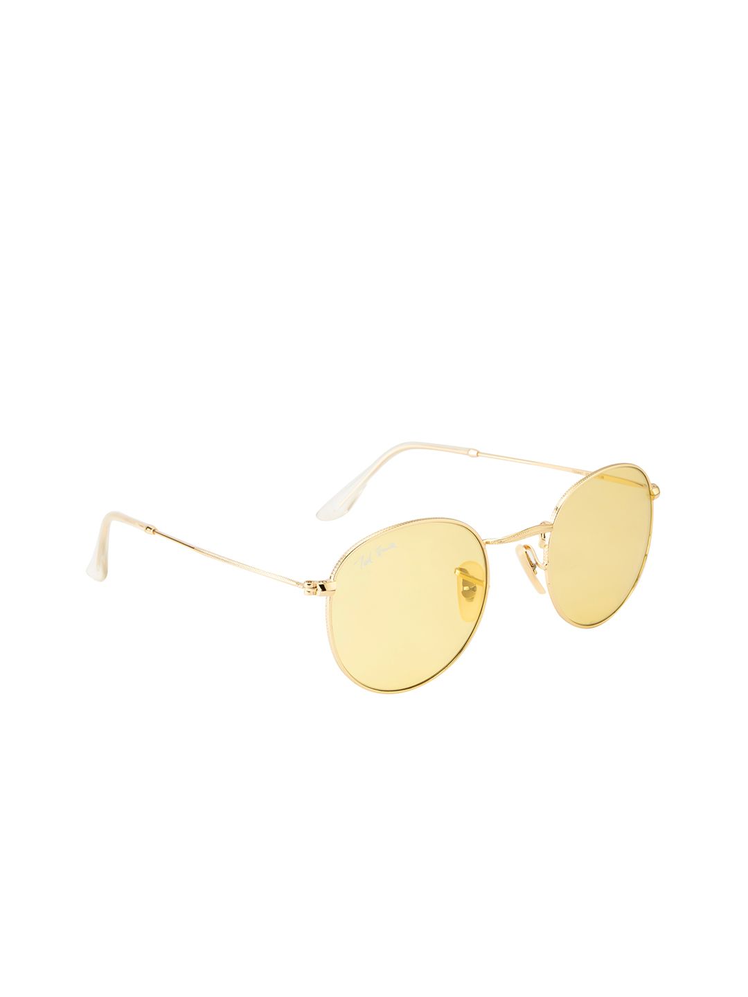 Ted Smith Unisex Yellow Lens & Gold-Toned Round Sunglasses with UV Protected Lens MOON_C21 Price in India