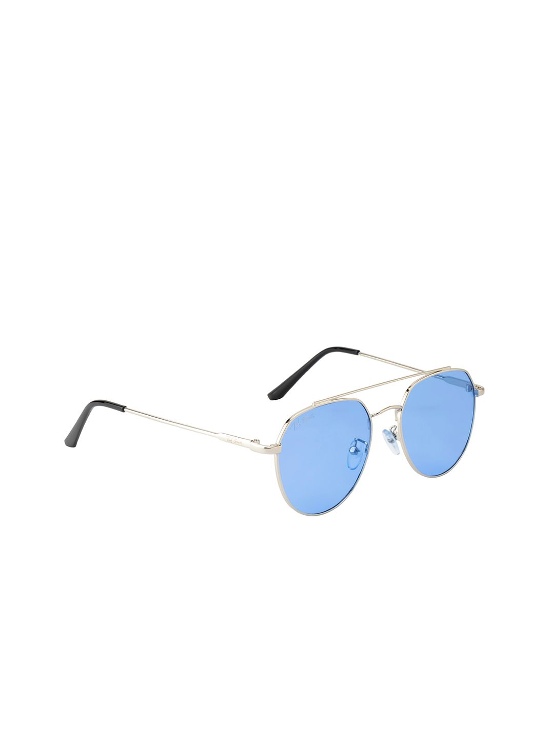 Ted Smith Unisex Blue Lens & Silver Aviator Sunglasses with UV Protected Lens GENRAL_C3 Price in India