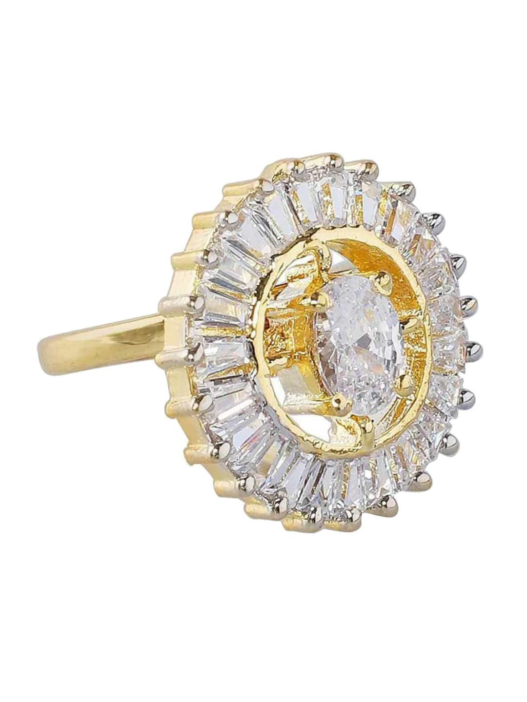 Anouk Women White Gold-Plated Crystal Raised Ring Price in India