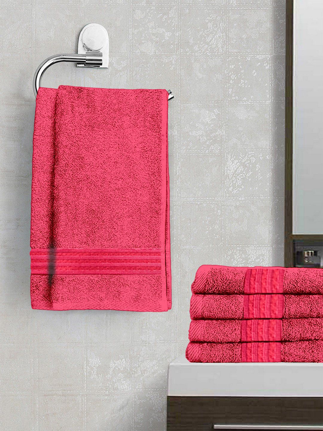 Lushomes Set Of 6 Maroon Solid 460 GSM Pure Combed Cotton Hand Towels Price in India